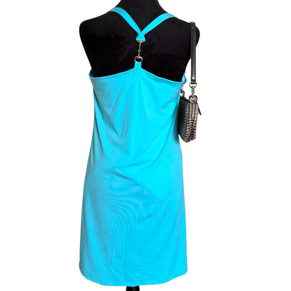 Boston Proper Woman’s Small Blue Midi Sleeveless dress with gold accents - Picture 7 of 9